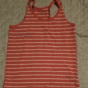 Old Navy Women's Coral and White Striped Tank Top